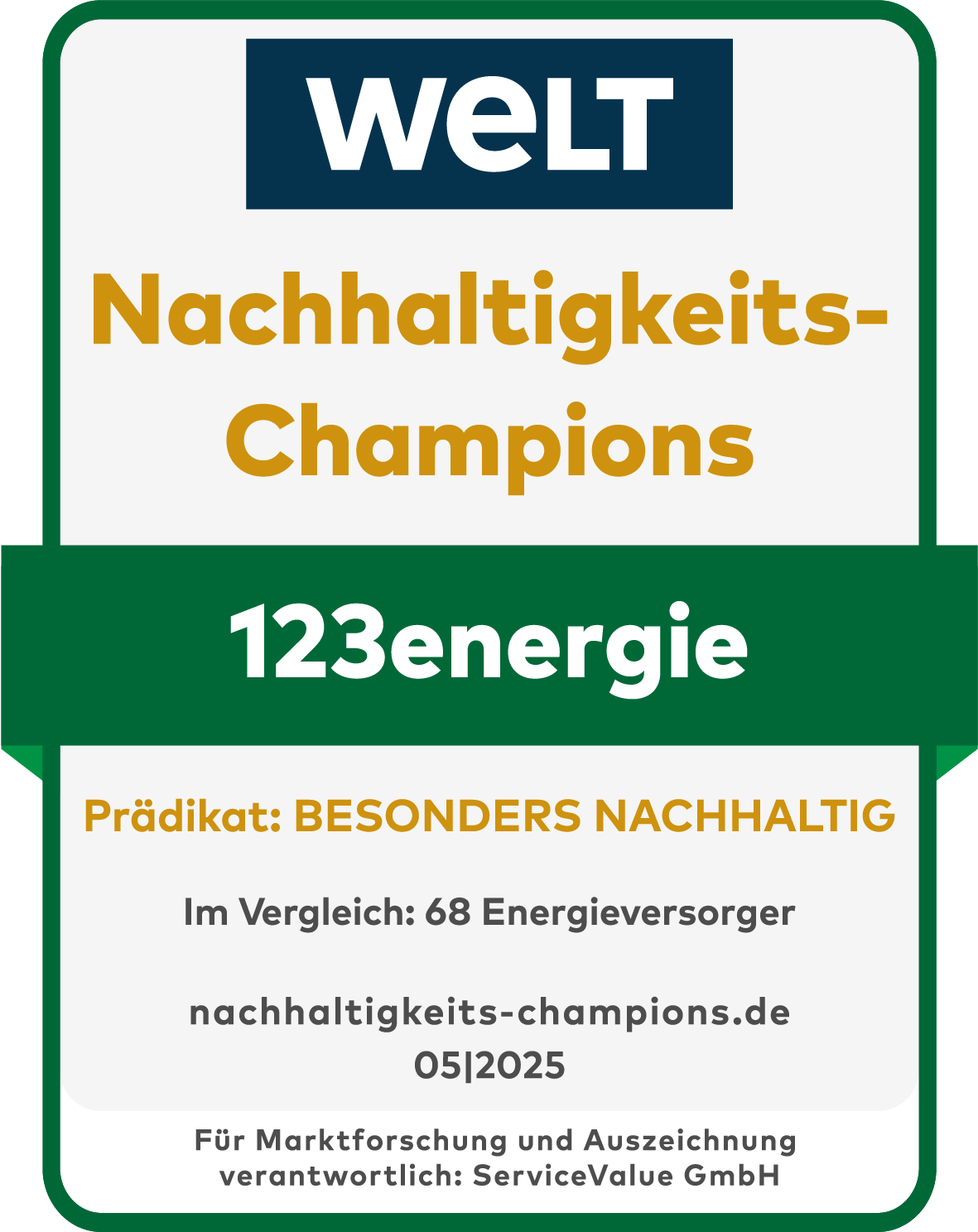 123energie gewinnt den Award Nachhaltiges Engagement von Focus Money