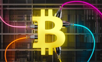 Symbolbild zu Stromkosten von Bitcoin – Verbindung zwischen Energieverbrauch und Kryptowährung