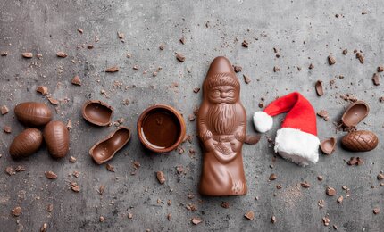 Reste von Schokoladen-Weihnachtsmann verwerten