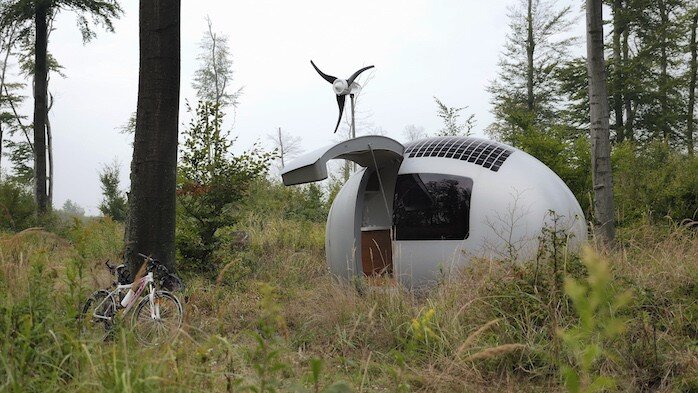Fahrrad, Ecocapsule, Wald, Bäume, Wiese Fahrrad, Ecocapsule, Wald, Bäume, Wiese